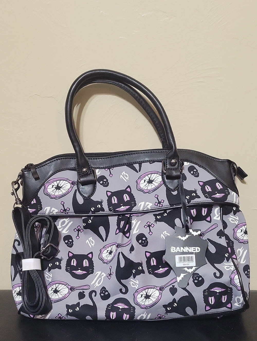 Banned Unlucky 13 Black Cat Purse Handbag